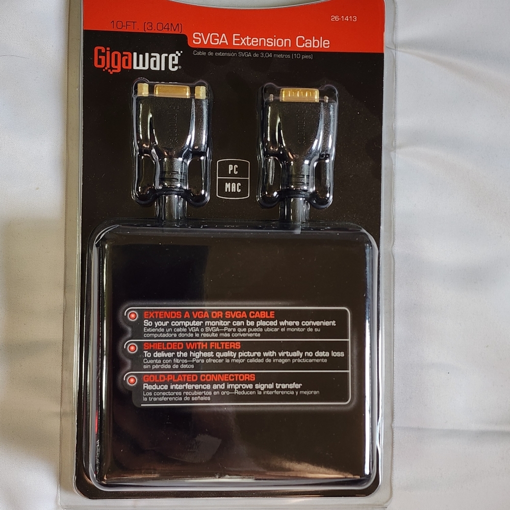 Gigaware SVGA extension cable 10 feet new in package nwt